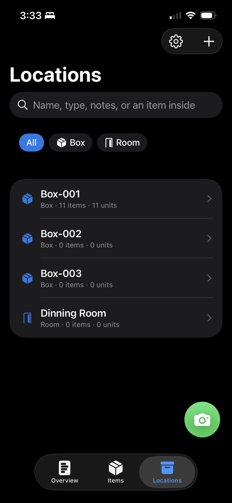 Locations list
